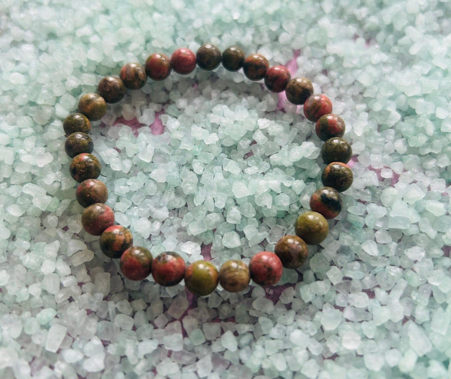 Unakite Jasper Beaded Bracelet