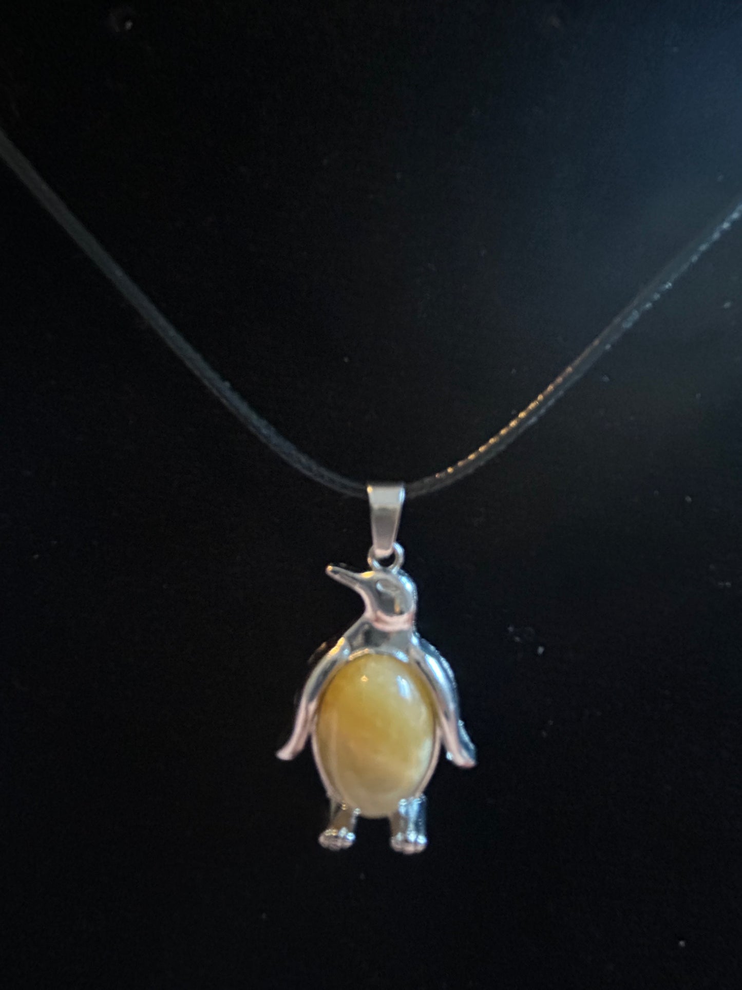 Honey Calcite Penguin Necklace