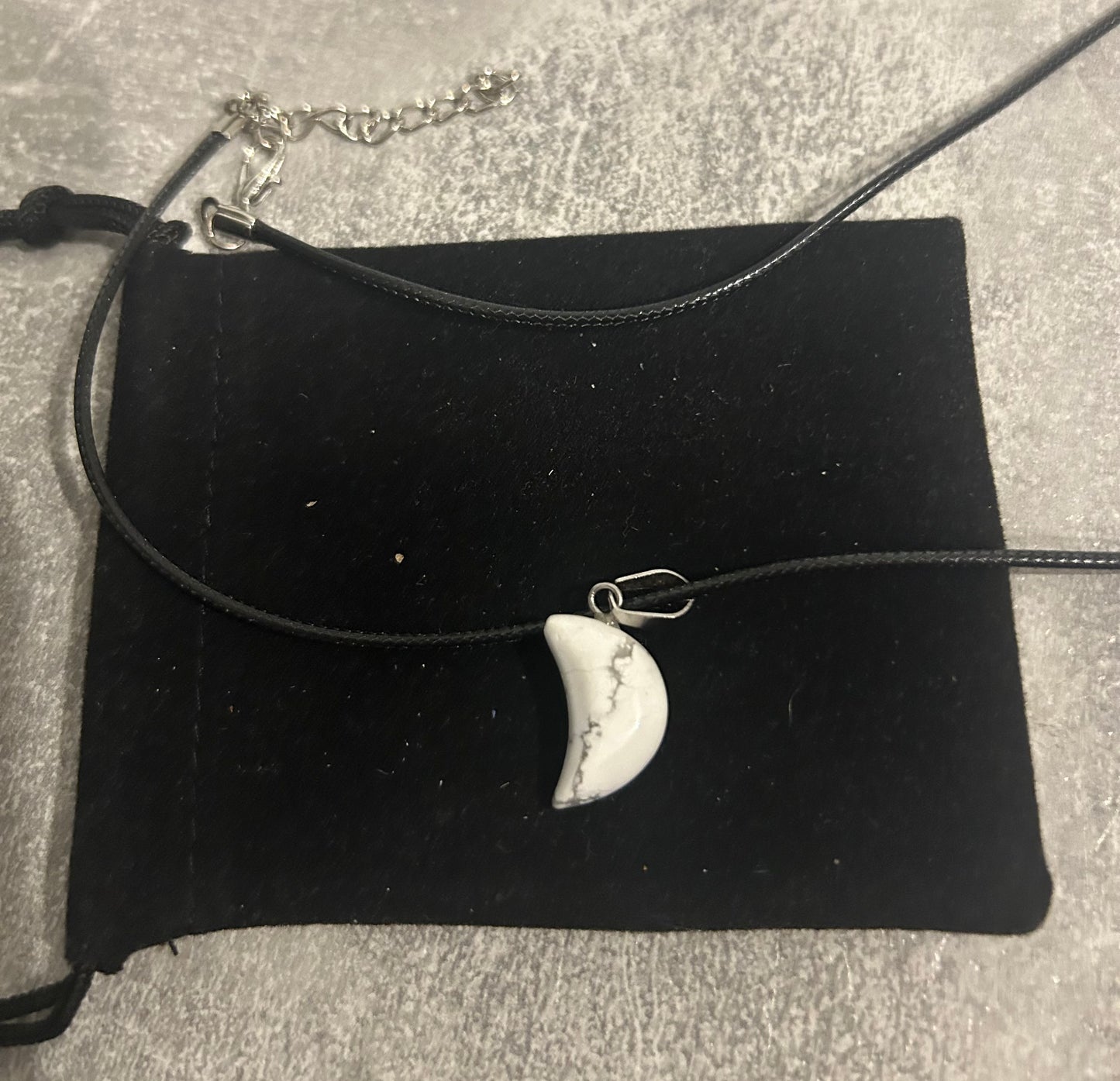 White Howlite Moon Necklace