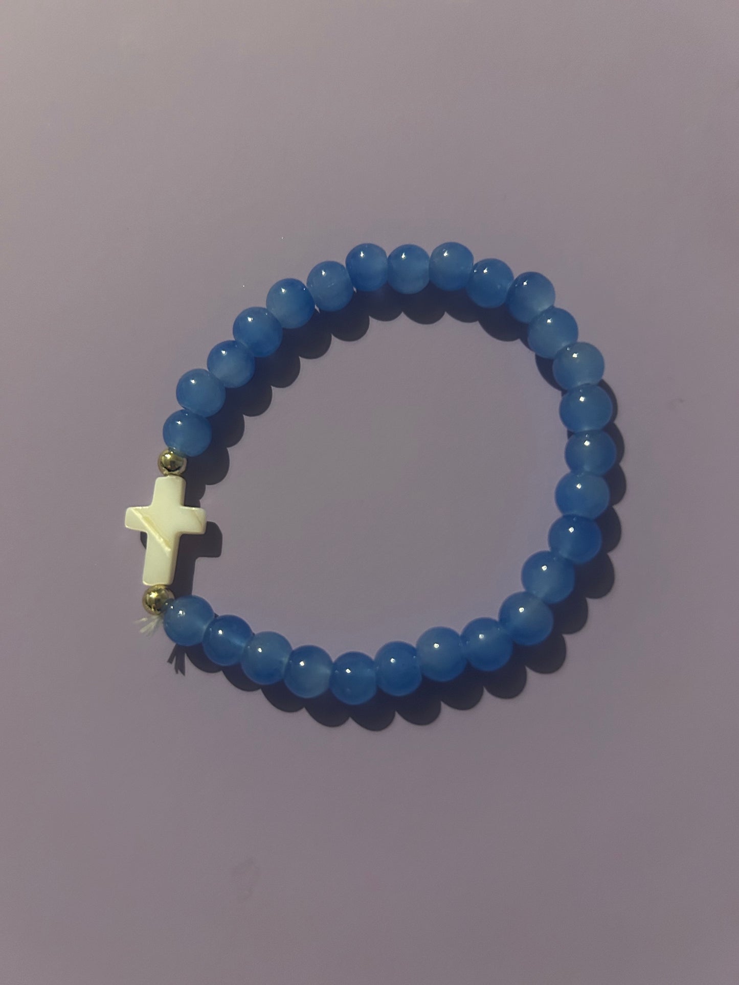 Children’s Agate Beaded Cross Bracelet