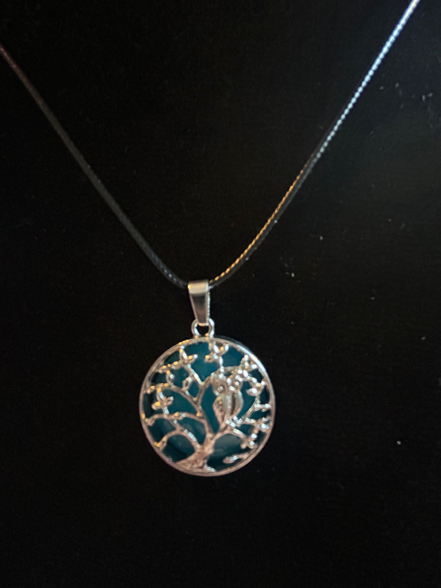 Agate Tree With Owl Necklace