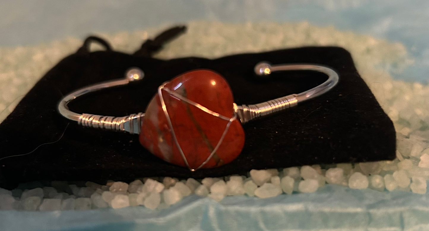 Red Jasper Heart Bangle
