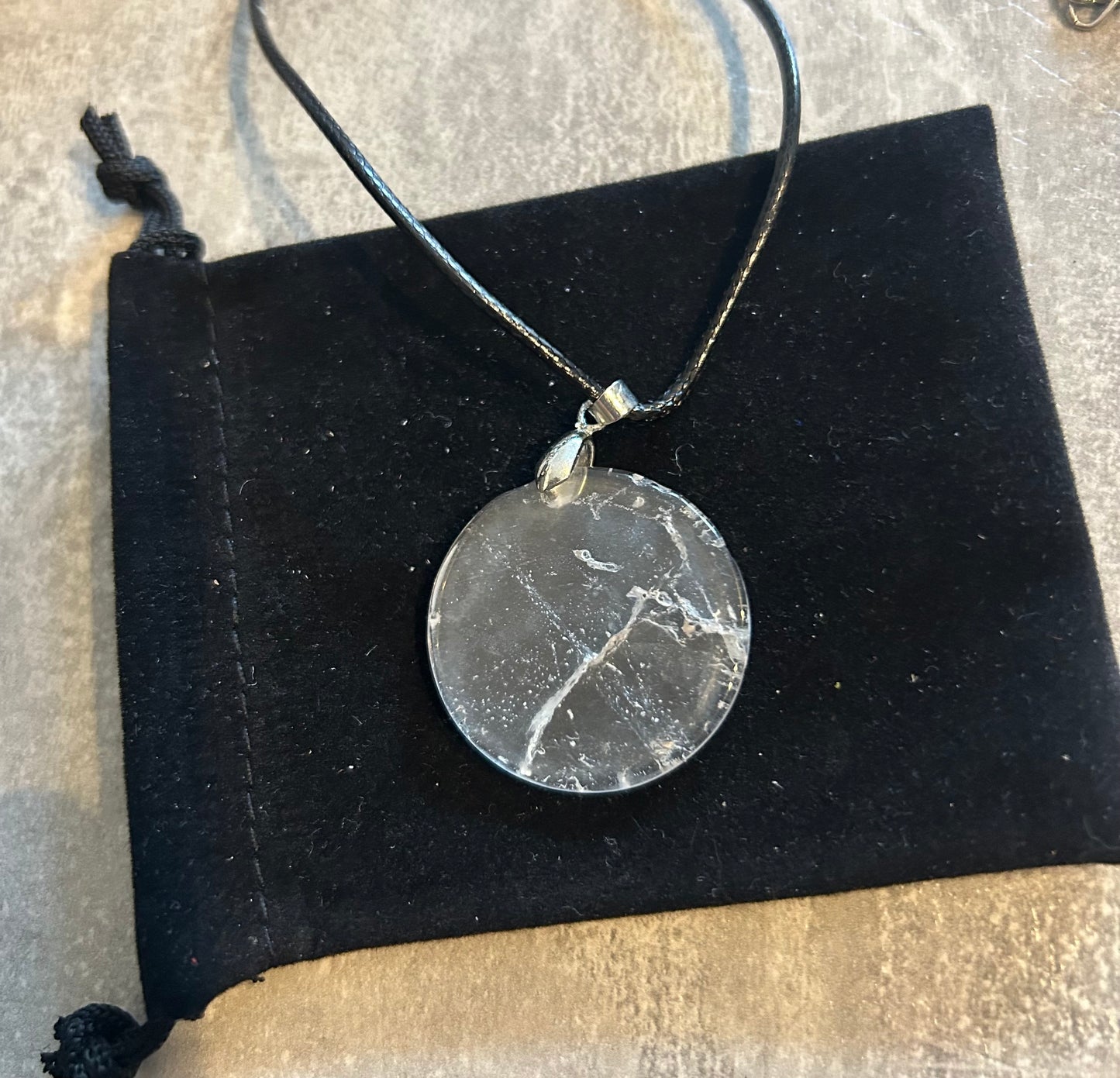 Clear Quartz Coin Pendant