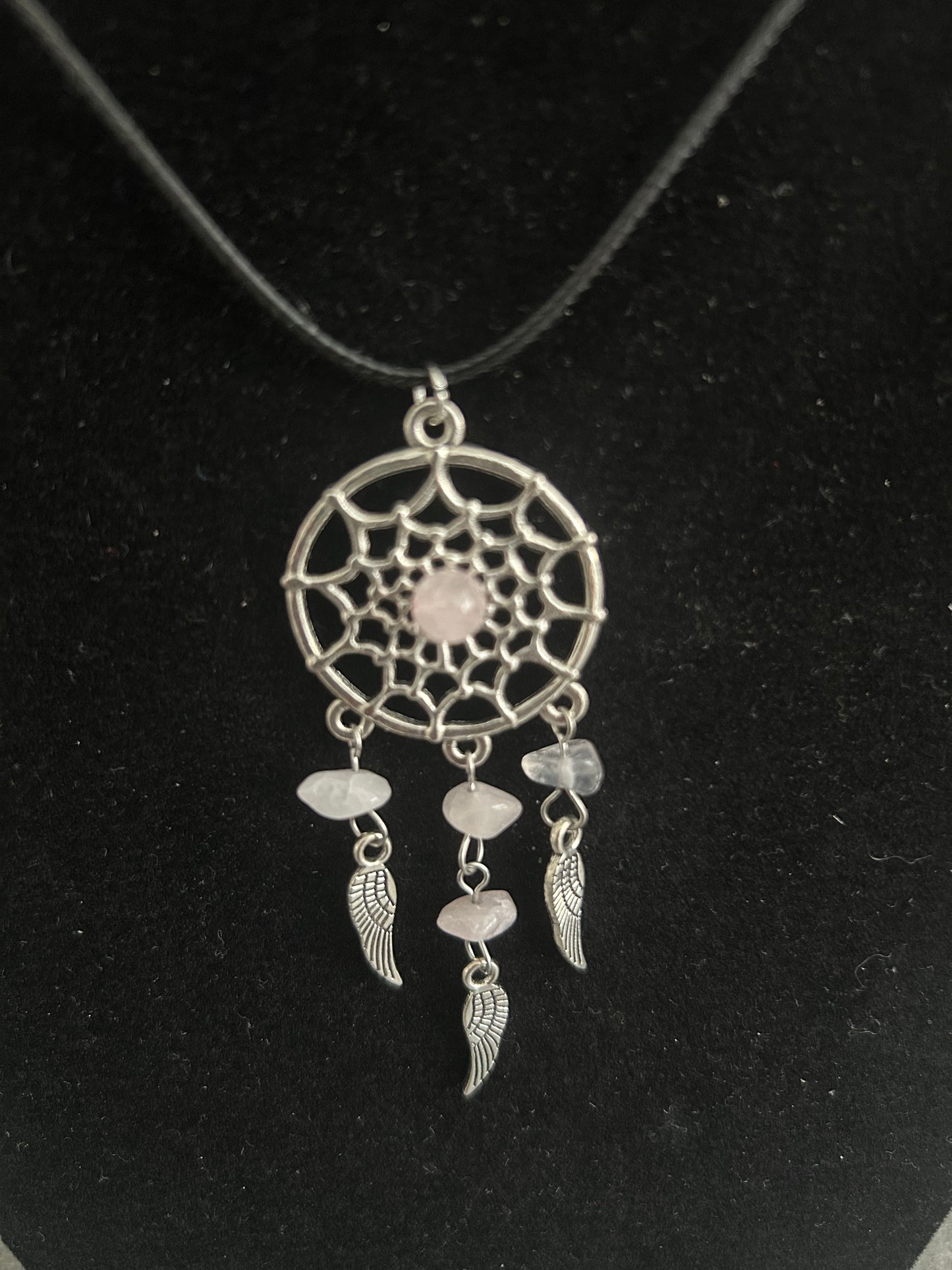 Rose Quartz Dreamcatcher Necklace