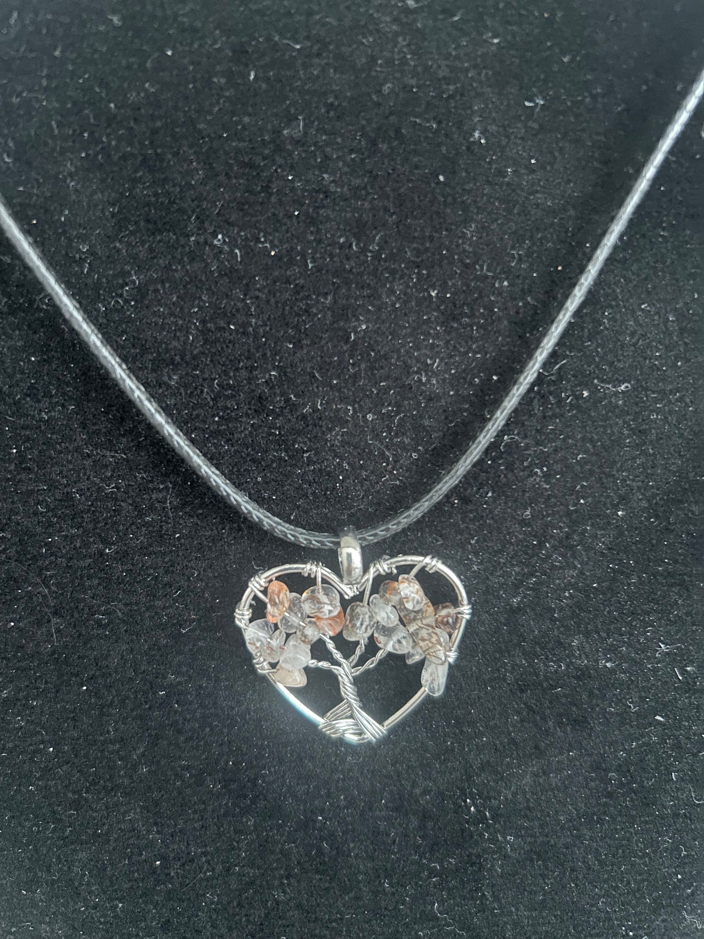 Peach Moonstone Heart Tree Of Life Necklace
