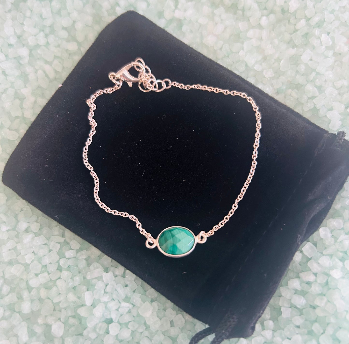 Silver Plated Malachite Bracelet
