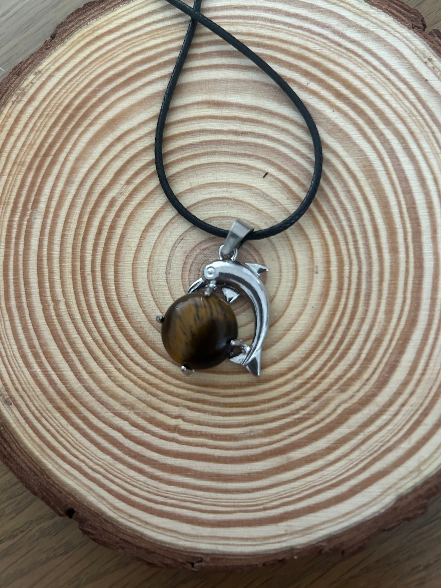 Tiger Eye Dolphin Necklace
