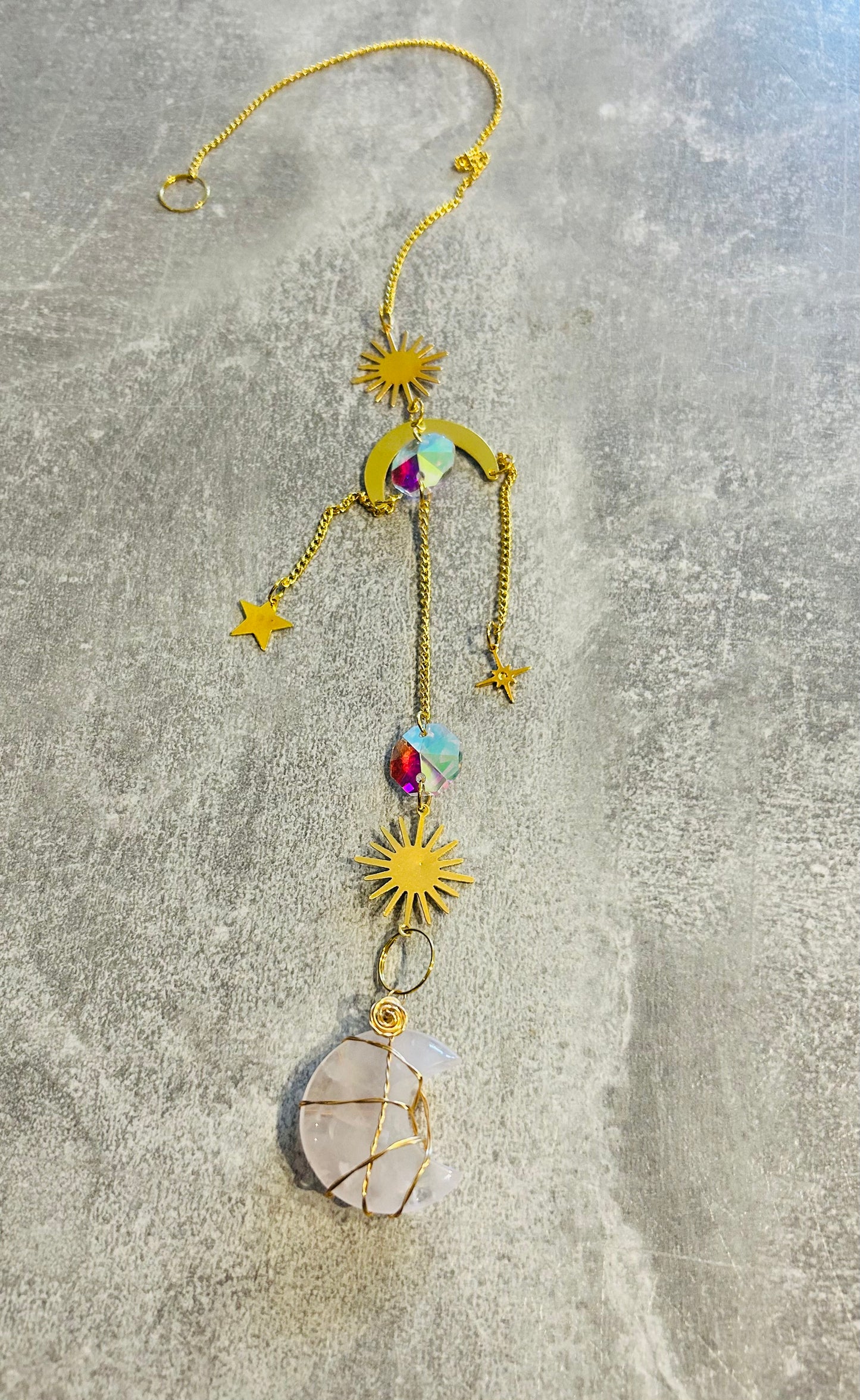 Rose Quartz Moon Sun Catcher