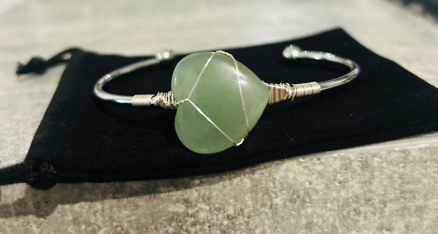 Green Aventurine Heart Bangle