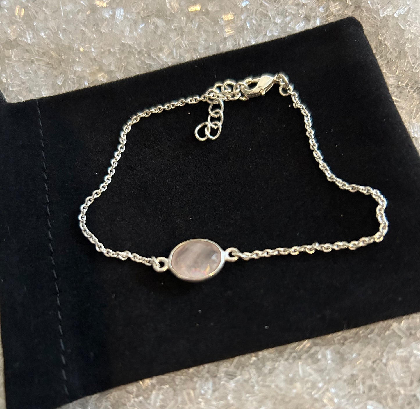 Rose Quartz Silver Plated Bracelet