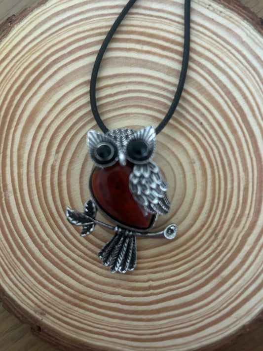 Jasper Owl Necklace