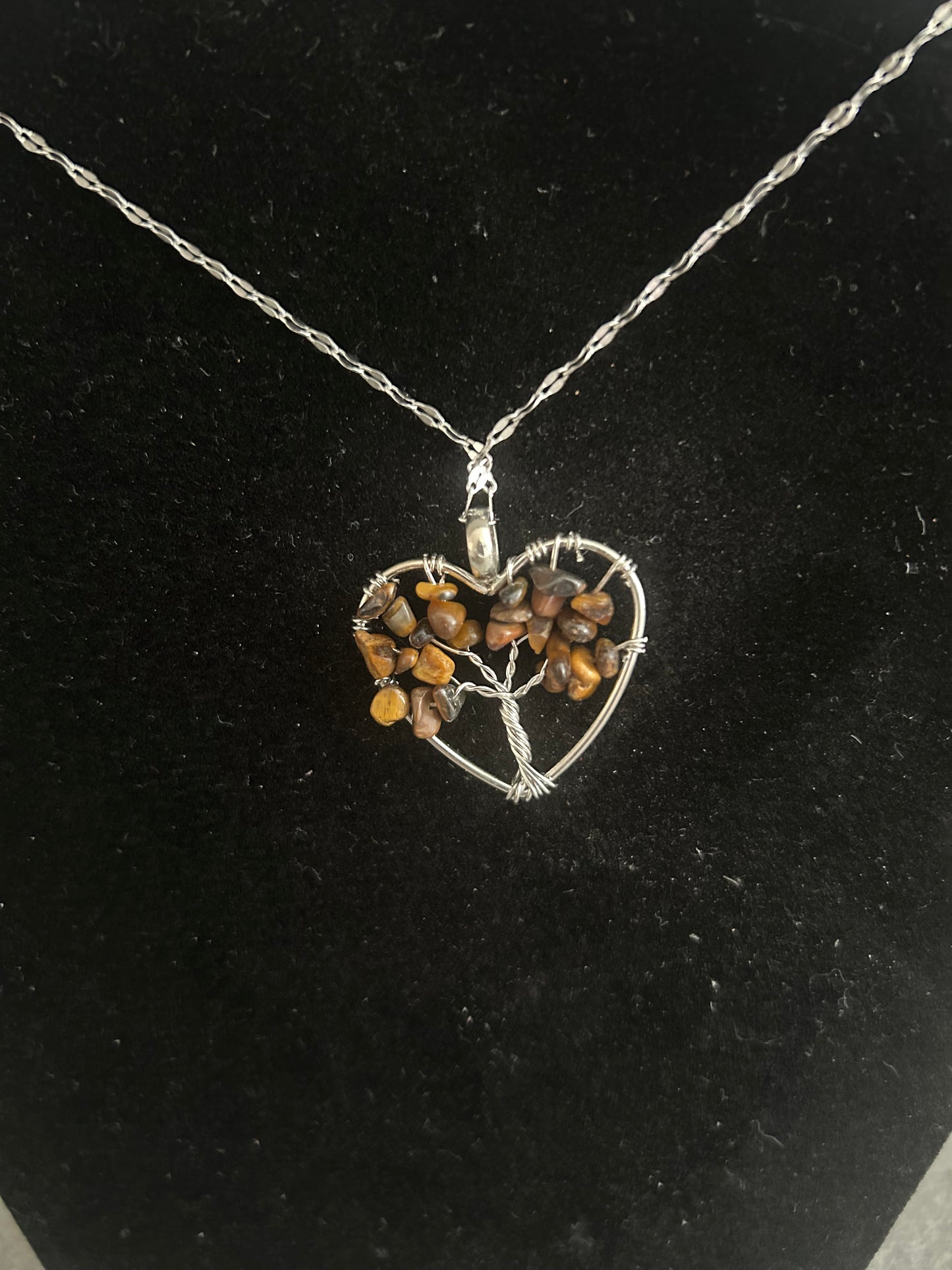 Tigers Eye Heart Tree Of Life Necklace