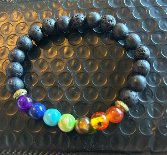 Chakra With Lava Bead Bracelet