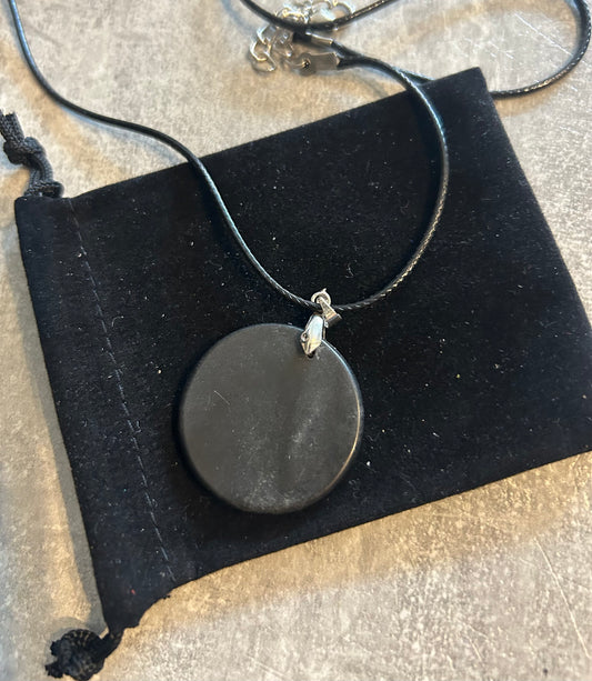 Black Tourmaline Coin Necklace