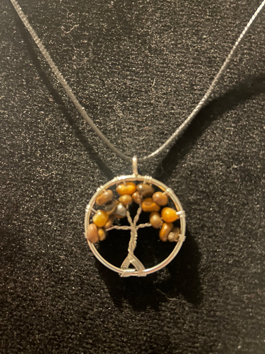 Tigers Eye Tree Of Life Necklace