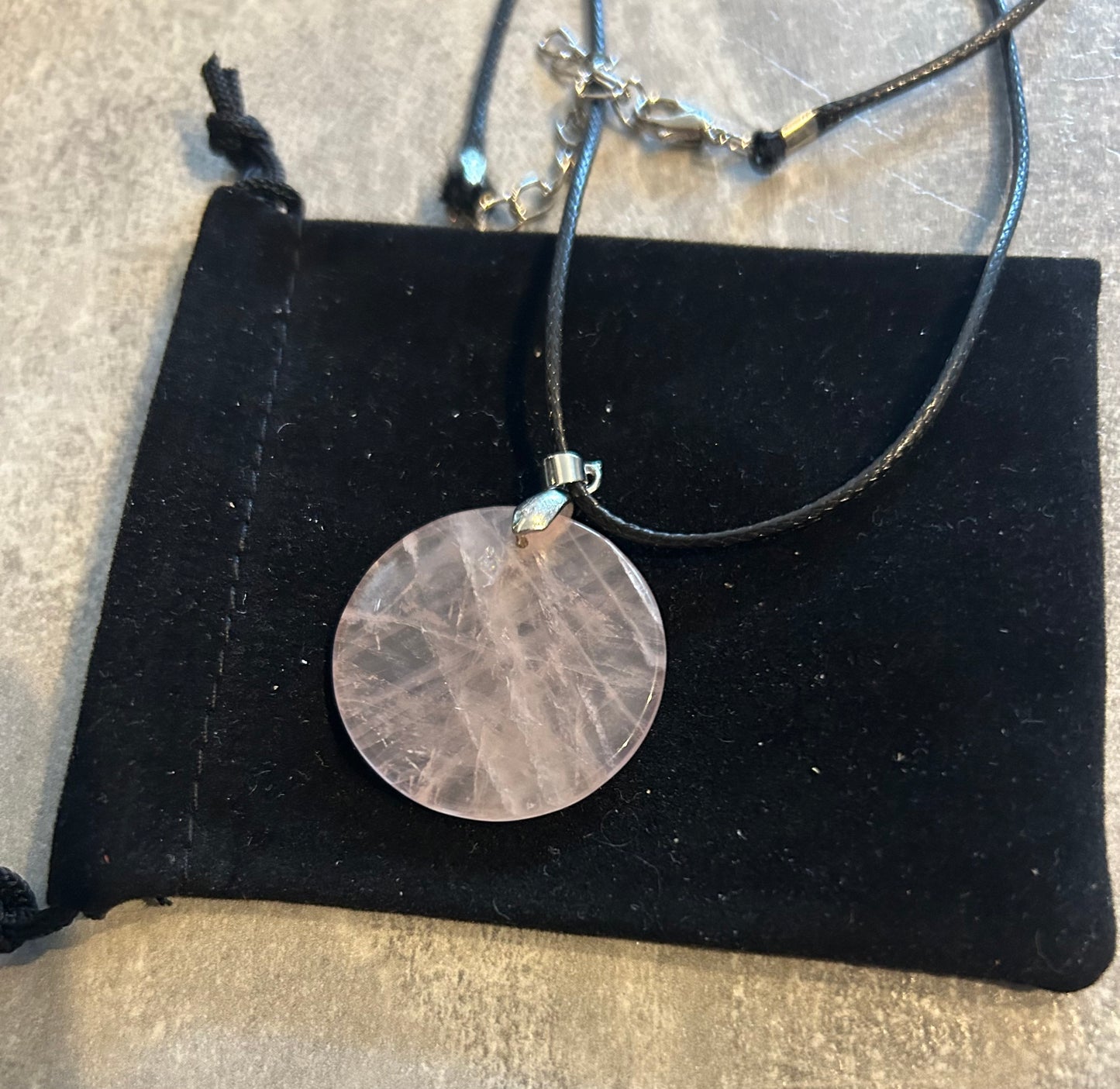 Rose Quartz Coin Pendant