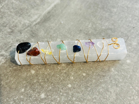 Selenite Wand With Chakra Points