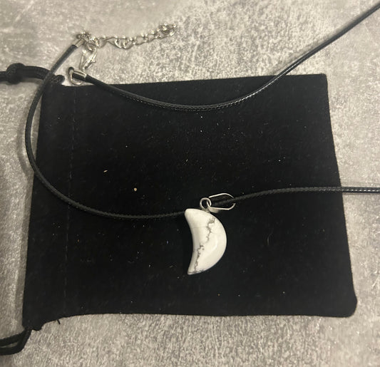 White Howlite Moon Necklace