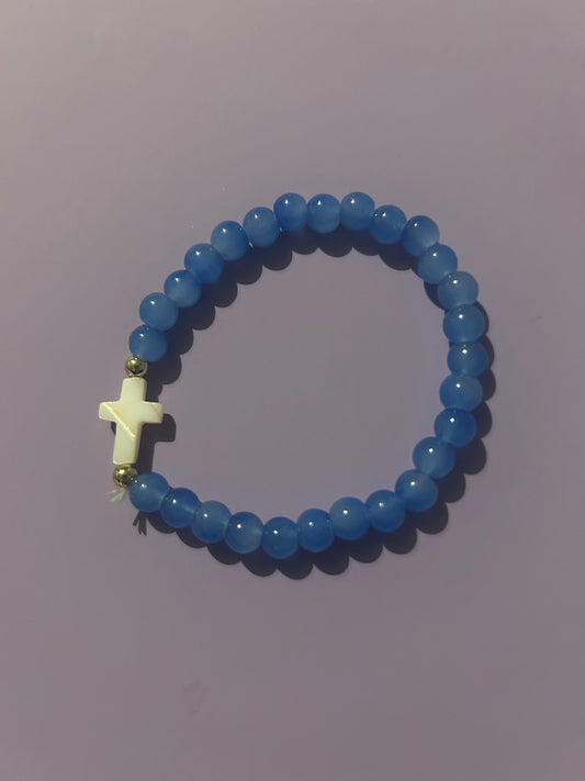 Children’s Agate Beaded Cross Bracelet