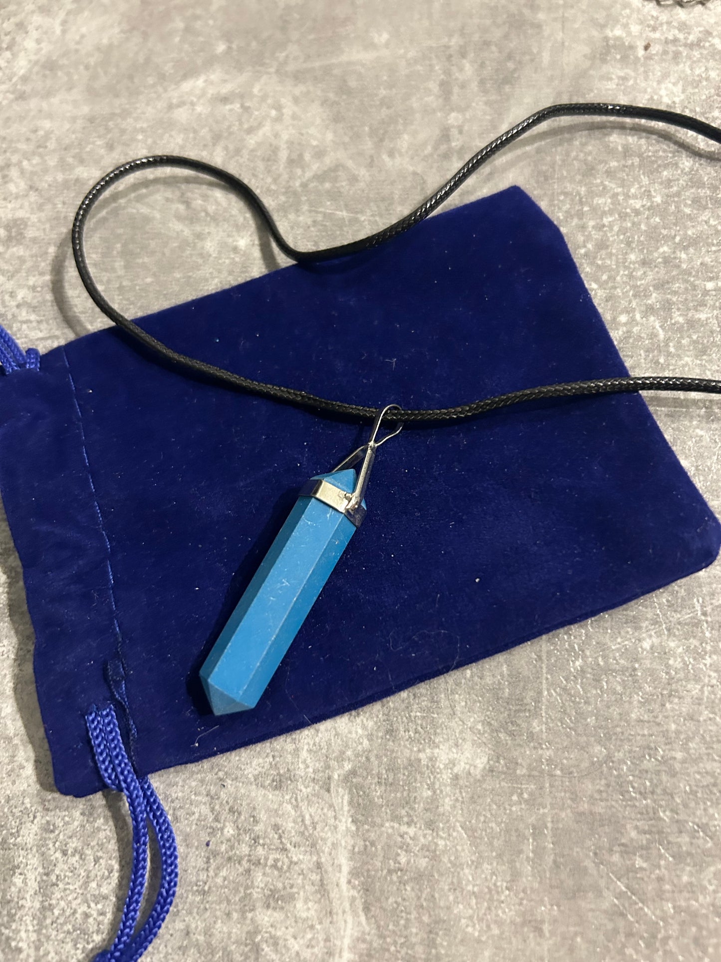 Dyed Blue Howlite Cord Necklace