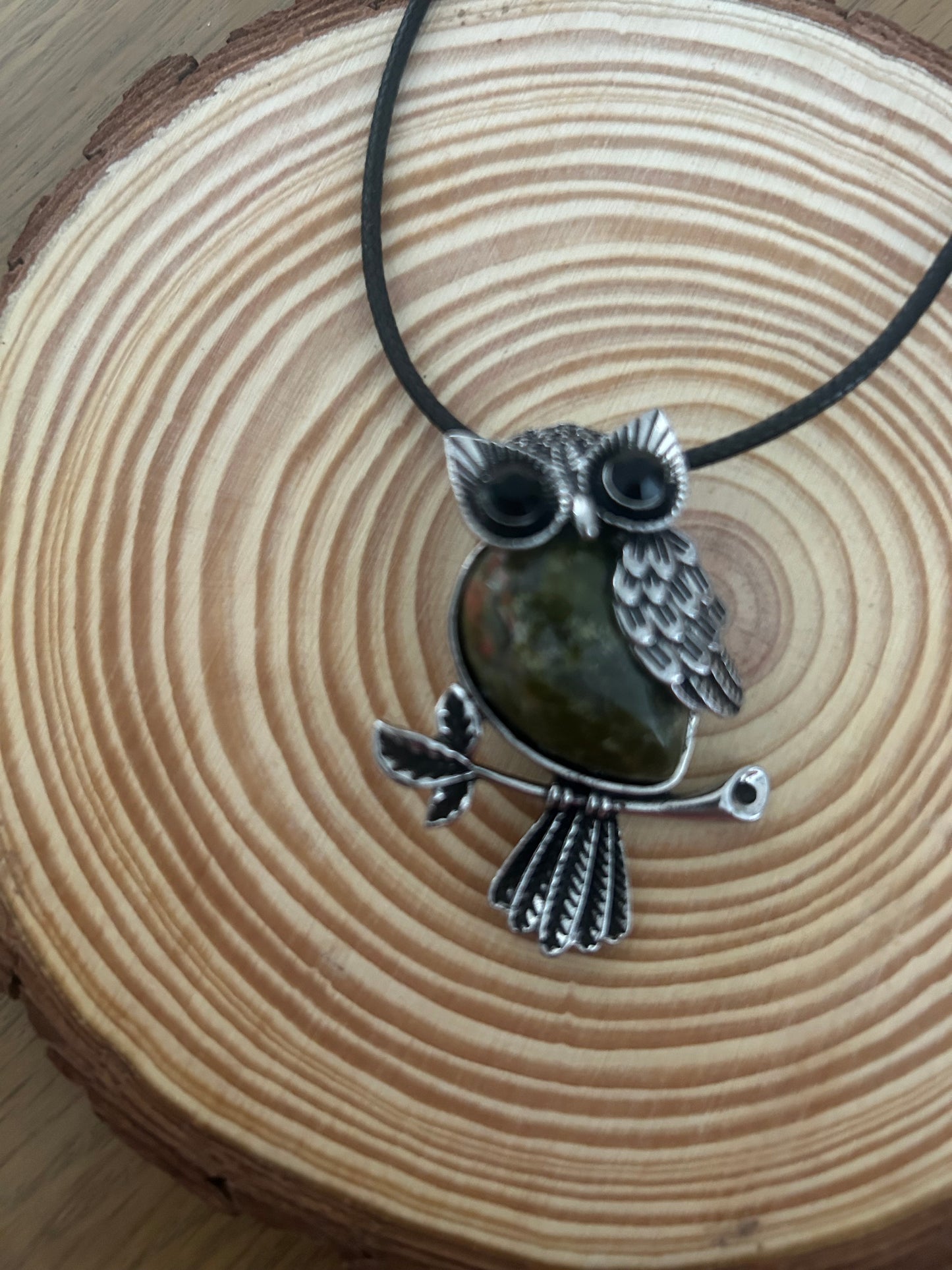 Unakite Owl Necklace