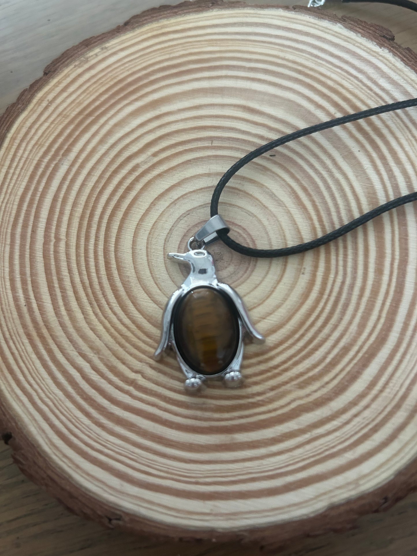 Tiger Eye Penguin Necklace