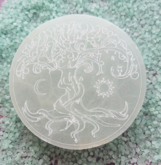 Selenite Tree Of Life Charging Plate