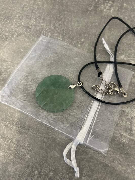 Green Aventurine Coin Pendant