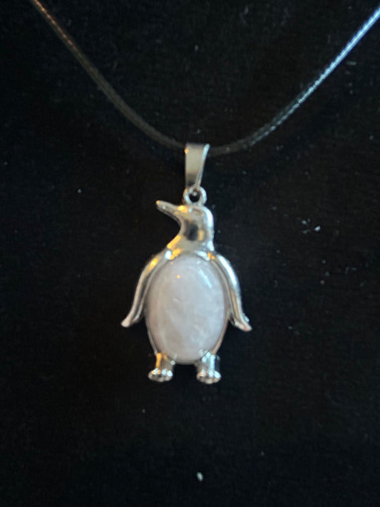 Rose Quartz Penguin Necklace