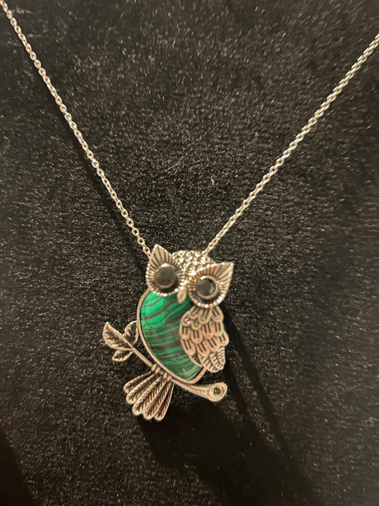 Malachite Large Owl Necklace