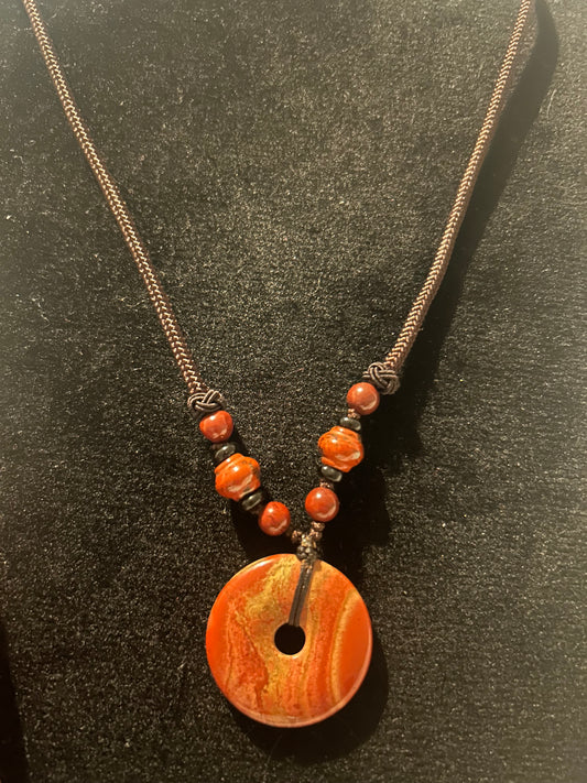 Red Jasper long Cord Necklace