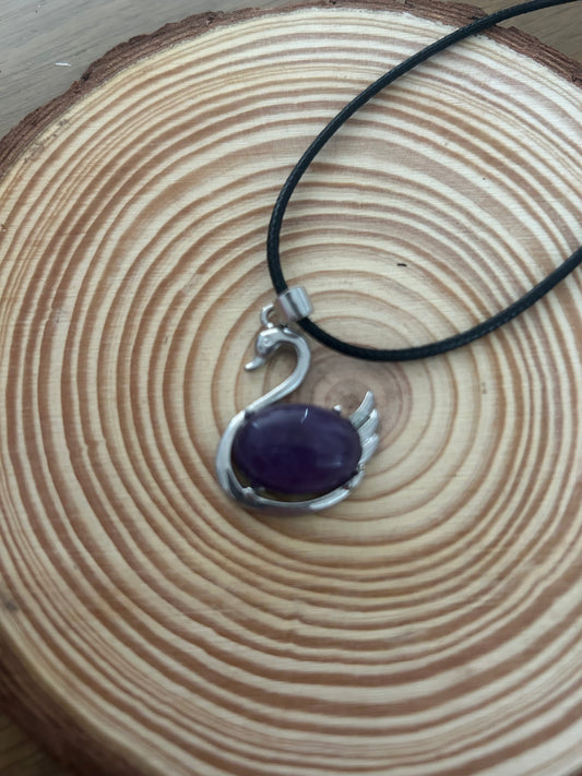 Amethyst Swan Necklace