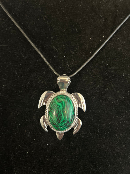 Malachite Large Turtle Necklace