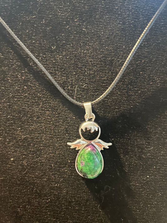Ruby Zoisite Angel Necklace