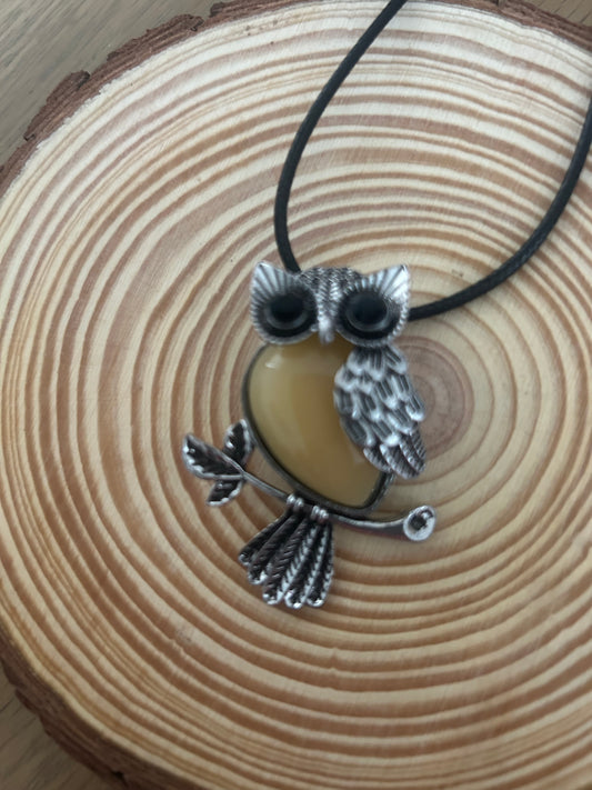 Honey Calcite Owl Necklace