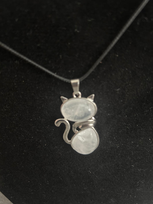 Clear Quartz Cat Necklace