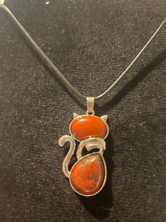 Red Jasper Cat Necklace