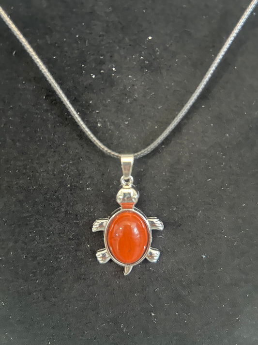 Carnelian Turtle Necklace