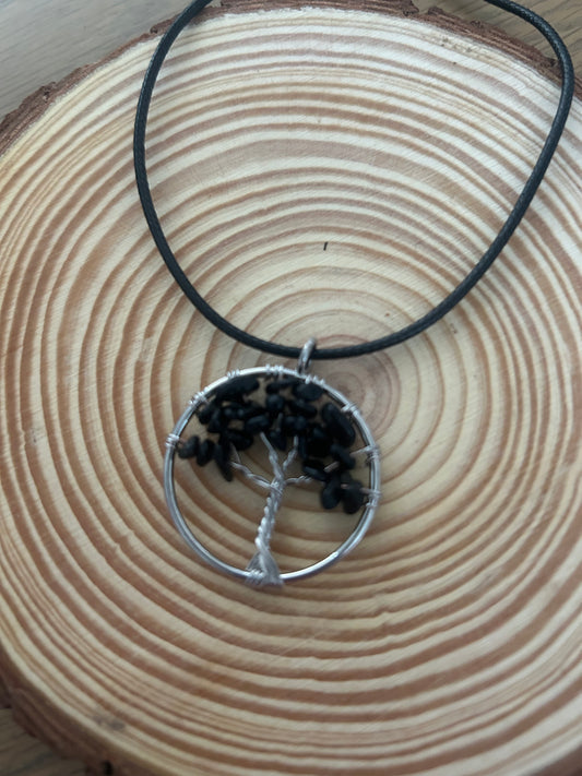 Black Obsidian Tree Of Life Necklace