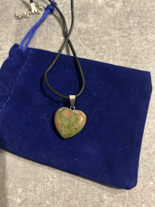 Unakite Heart Necklace