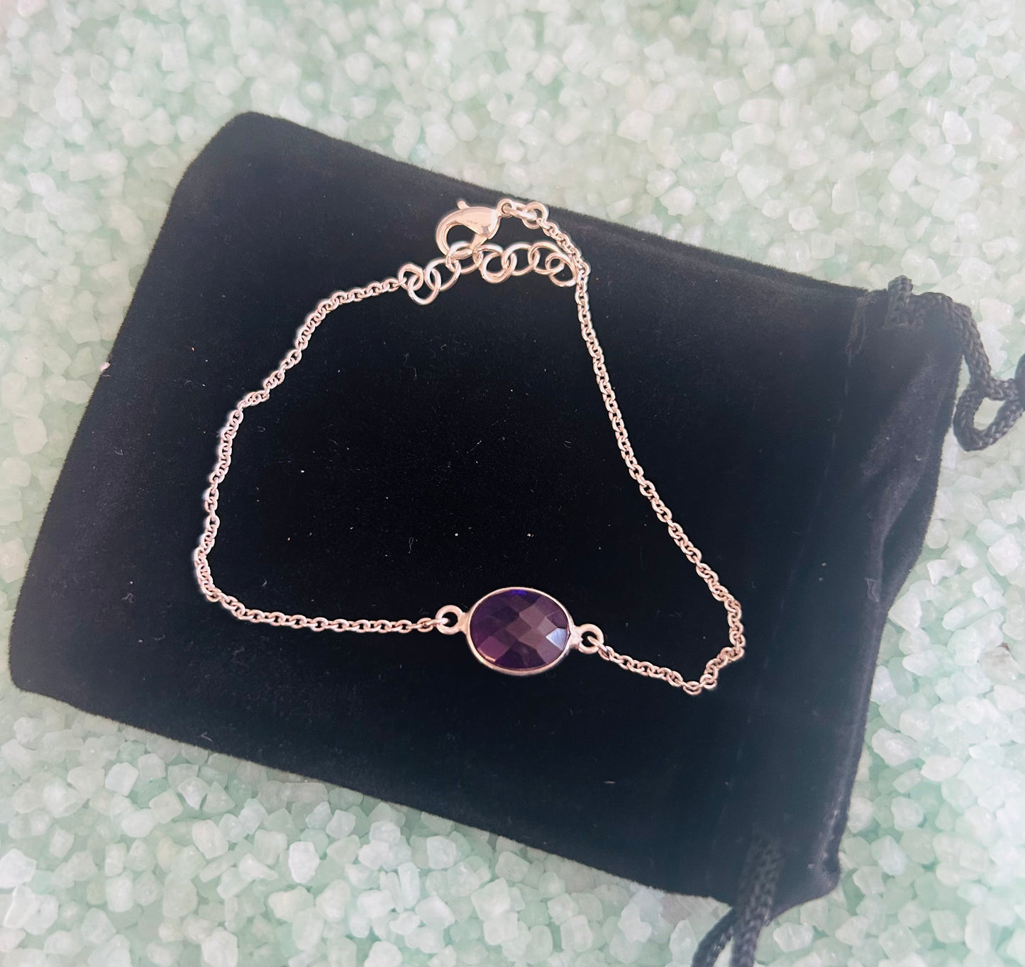 Silver Plated Amethyst Chain Bracelet
