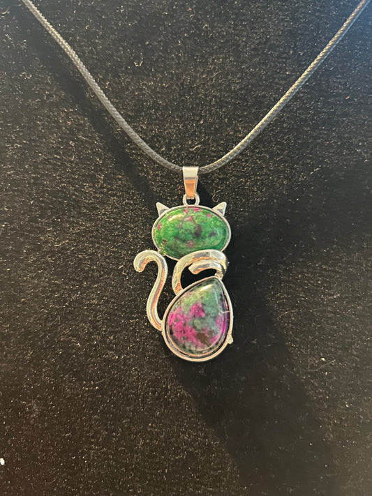 Ruby Zoisite Large Cat Necklace