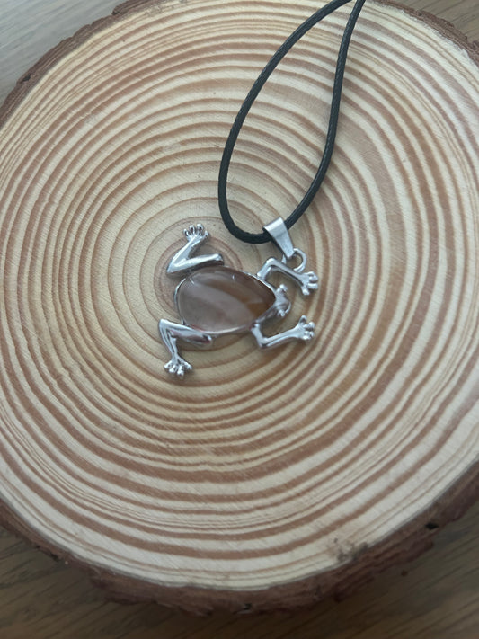 Agate Frog Necklace