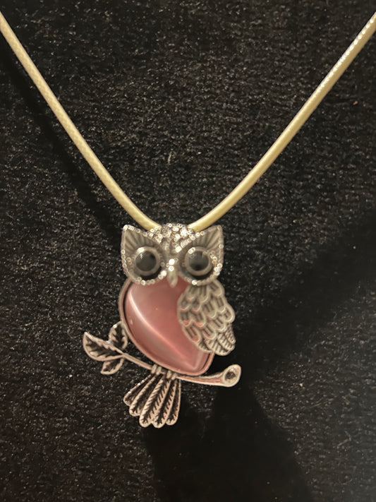 Rose Quartz Large Owl Necklace