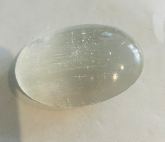 Selenite PalmStone 7cm