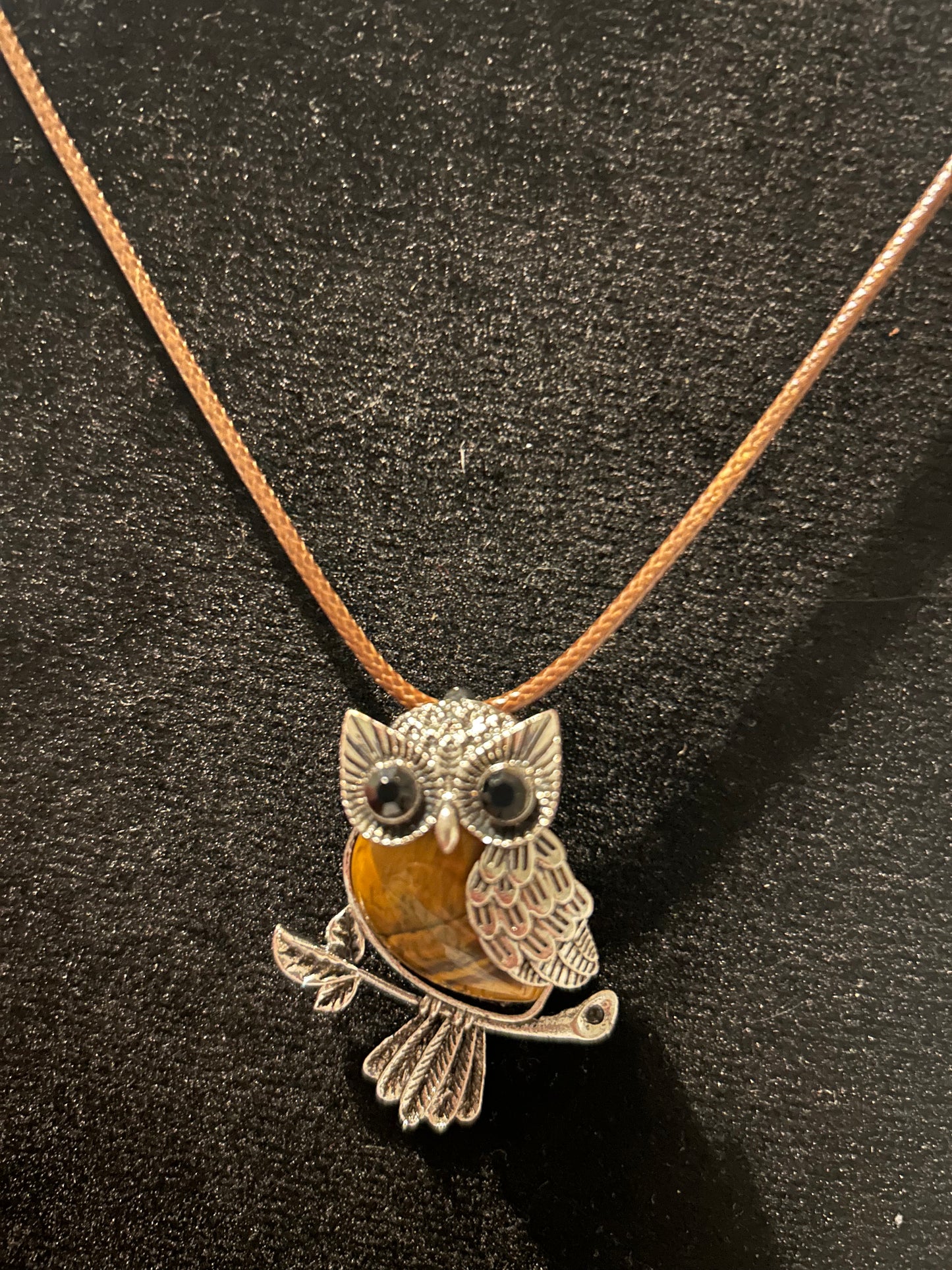 Tiger Eye Large Owl Necklace