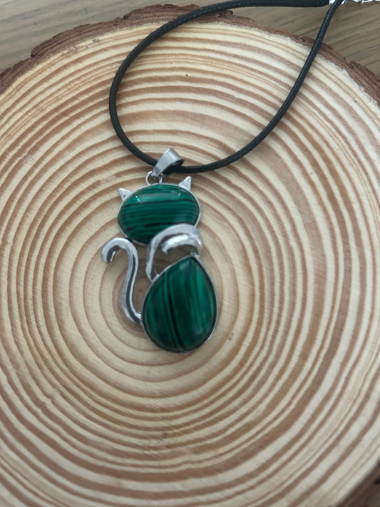 Malachite Cat Necklace