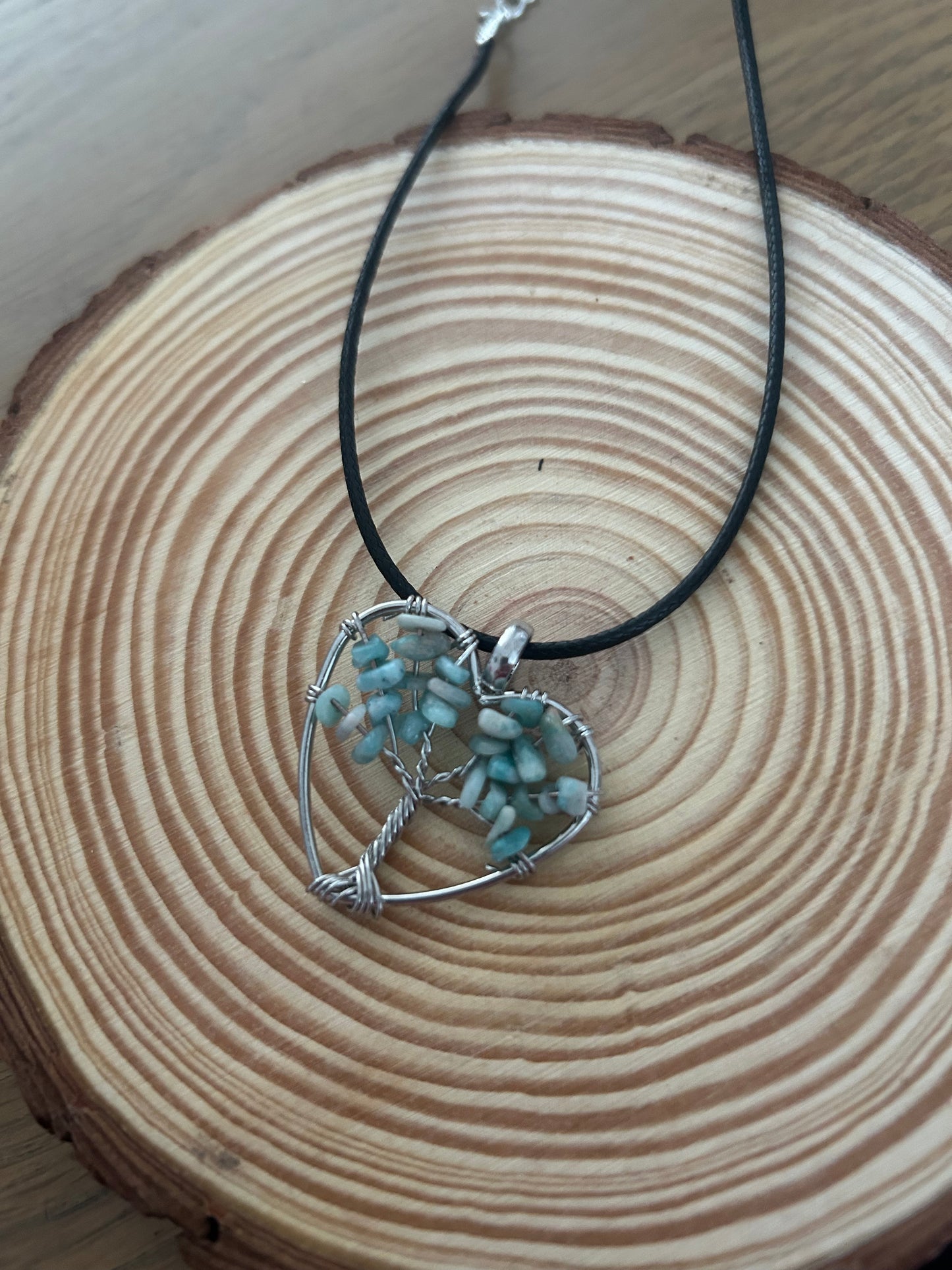 Amazonite Heart Tree Of Life Necklace
