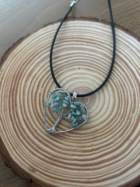 Amazonite Heart Tree Of Life Necklace