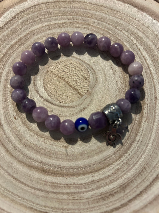 Amethyst and Evil Eye Bracelet